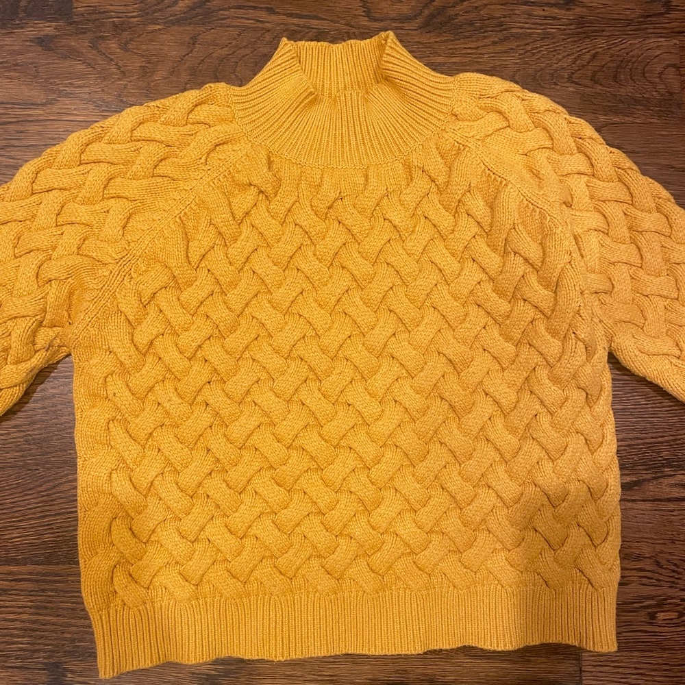 Golden Cable Knit Turtleneck Sweater